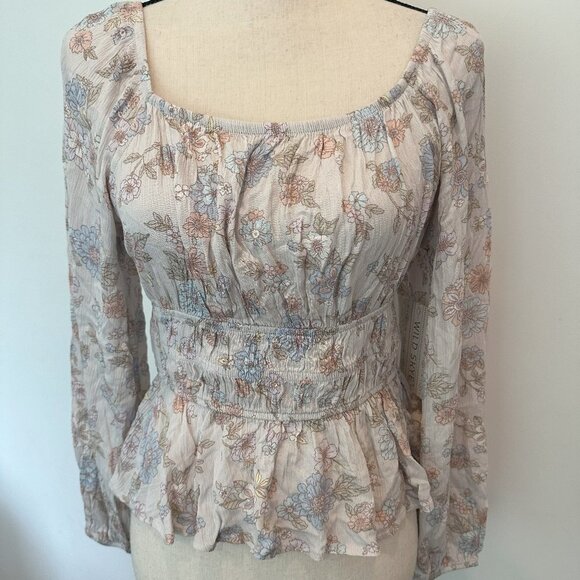 Wild Skye Floral Crop Top Ruffles Boho Style Pink White NWT - Picture 9 of 9